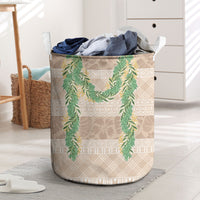 Hawai'i Paniolo Maile Twisted Lei Laundry Basket Almond Brown