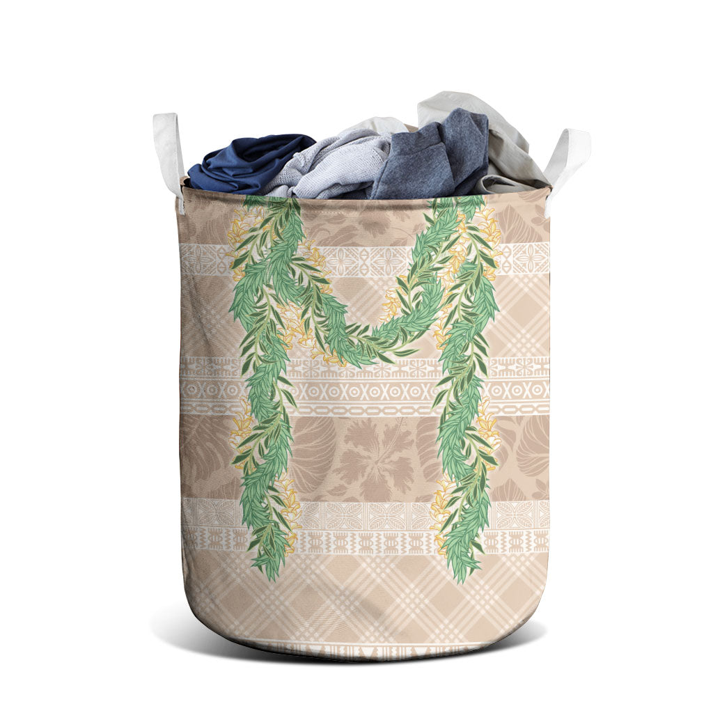 Hawai'i Paniolo Maile Twisted Lei Laundry Basket Almond Brown
