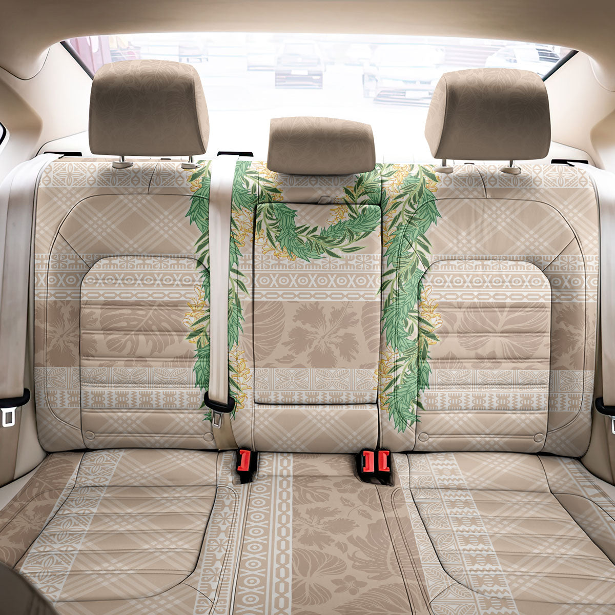 Hawai'i Paniolo Maile Twisted Lei Back Car Seat Cover Almond Brown