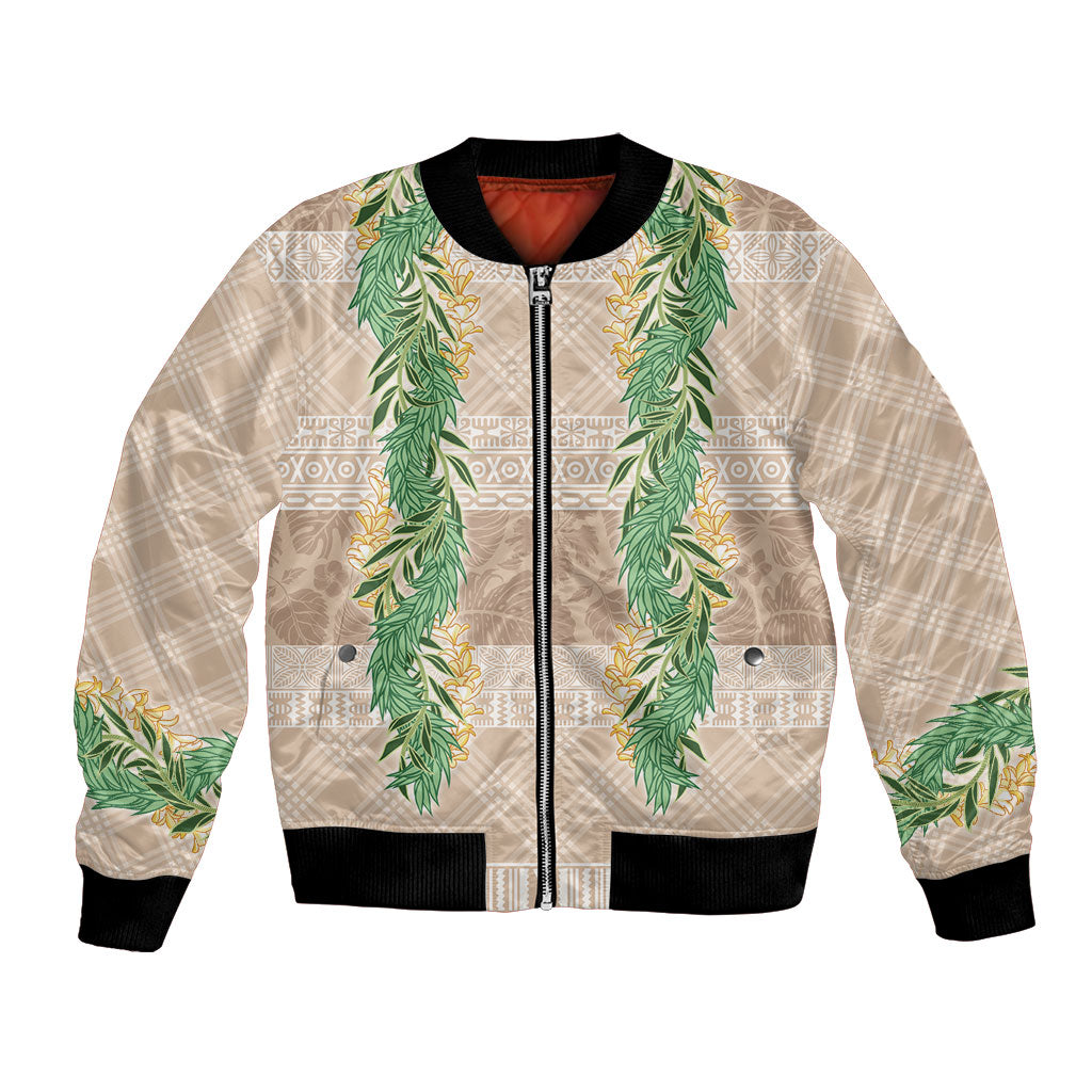 Hawai'i Paniolo Maile Twisted Lei Bomber Jacket Almond Brown