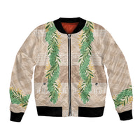 Hawai'i Paniolo Maile Twisted Lei Bomber Jacket Almond Brown