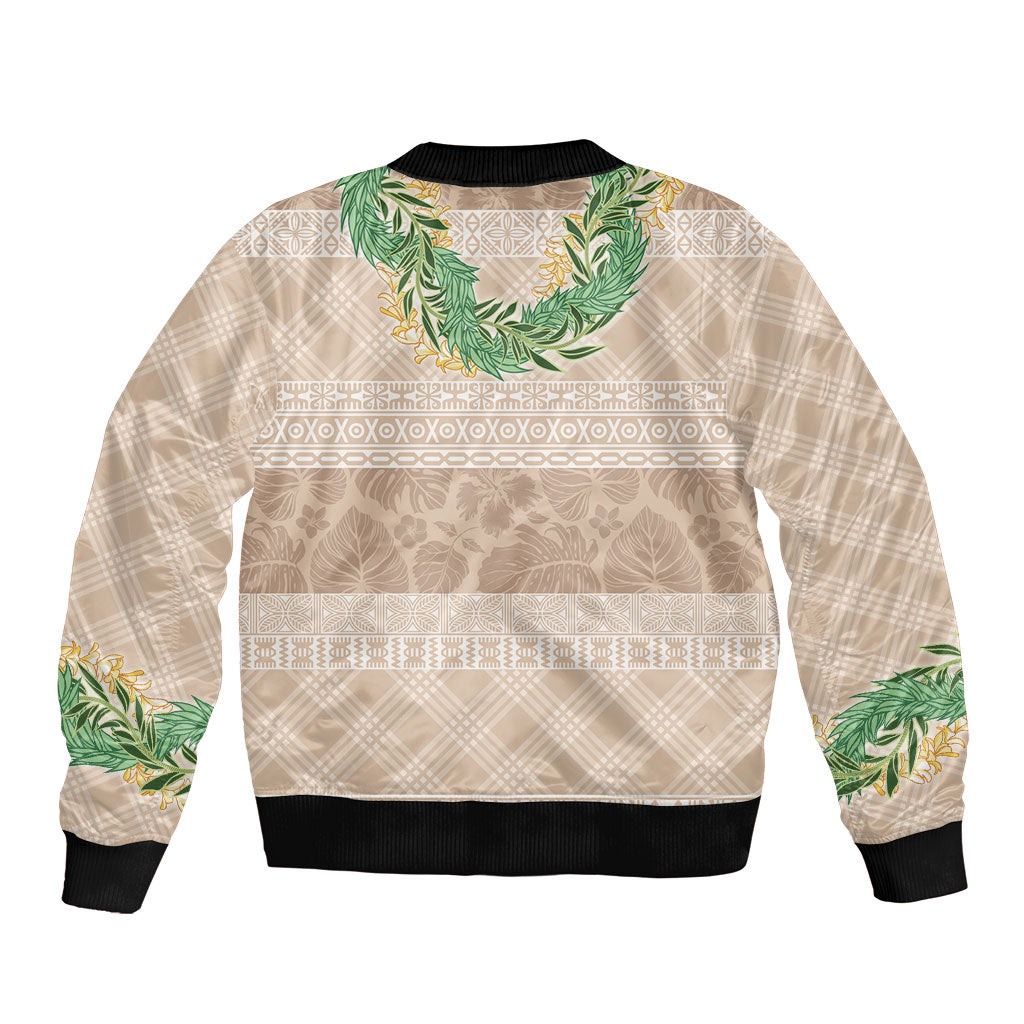 Hawai'i Paniolo Maile Twisted Lei Bomber Jacket Almond Brown