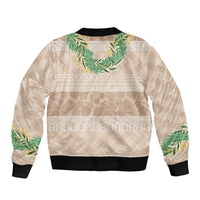 Hawai'i Paniolo Maile Twisted Lei Bomber Jacket Almond Brown