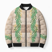 Hawai'i Paniolo Maile Twisted Lei Bomber Puffer Jacket Almond Brown