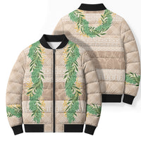 Hawai'i Paniolo Maile Twisted Lei Bomber Puffer Jacket Almond Brown