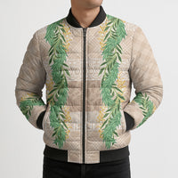 Hawai'i Paniolo Maile Twisted Lei Bomber Puffer Jacket Almond Brown
