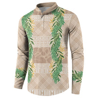 Hawai'i Paniolo Maile Twisted Lei Button Sweatshirt Almond Brown