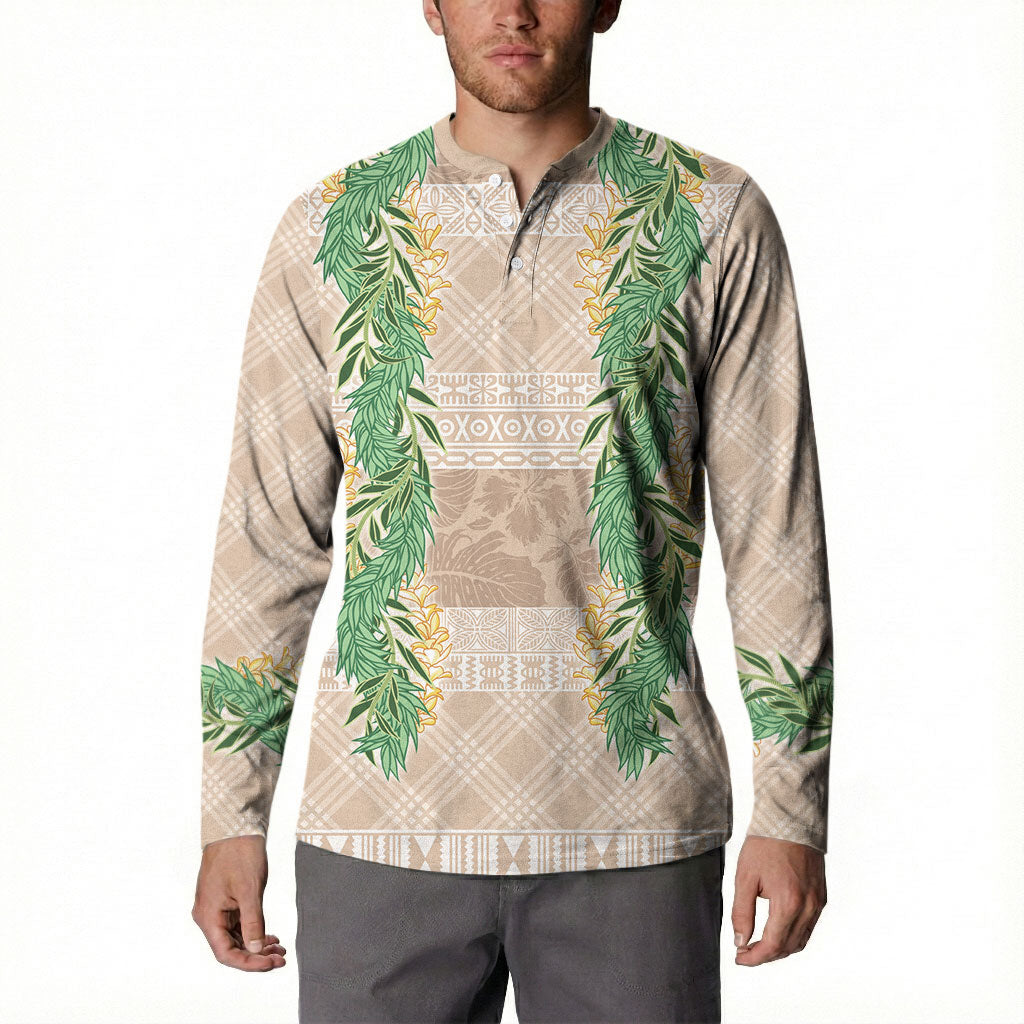 Hawai'i Paniolo Maile Twisted Lei Button Sweatshirt Almond Brown