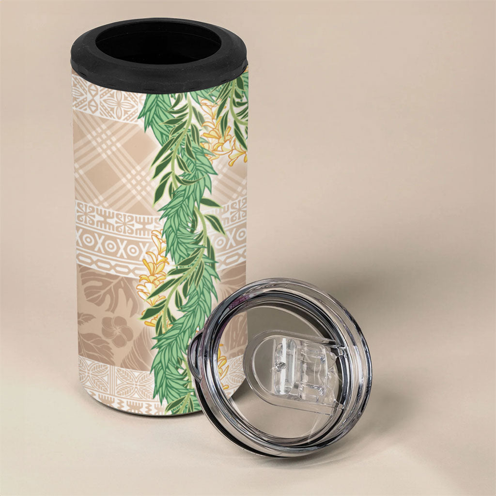 Hawai'i Paniolo Maile Twisted Lei 4 in 1 Can Cooler Tumbler Almond Brown