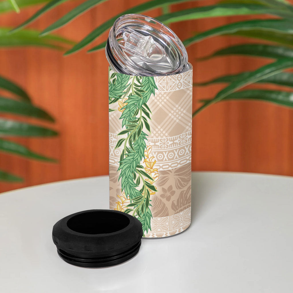 Hawai'i Paniolo Maile Twisted Lei 4 in 1 Can Cooler Tumbler Almond Brown
