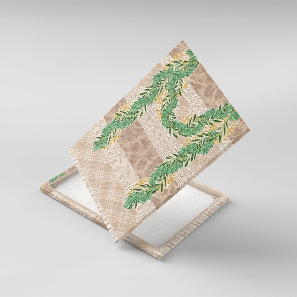 Hawai'i Paniolo Maile Twisted Lei Canvas Wall Art Almond Brown LT7 With Frame Brown - Polynesian Pride