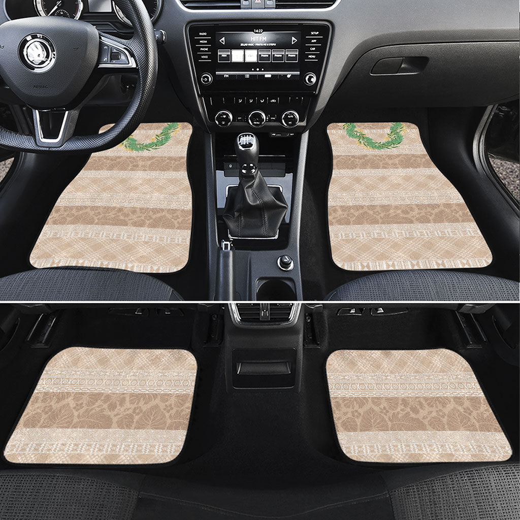 Hawai'i Paniolo Maile Twisted Lei Car Mats Almond Brown LT7 Set 4pcs Brown - Polynesian Pride