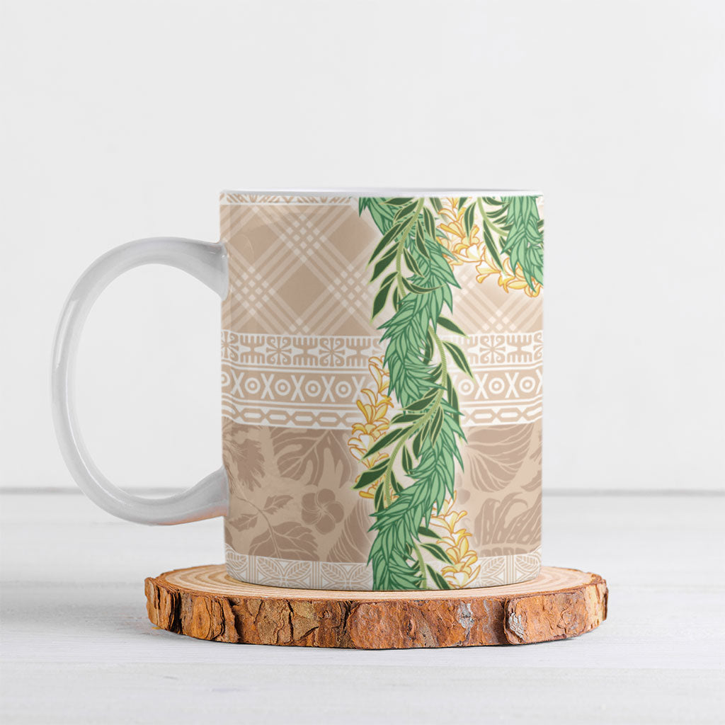Hawai'i Paniolo Maile Twisted Lei Ceramic Mug Almond Brown