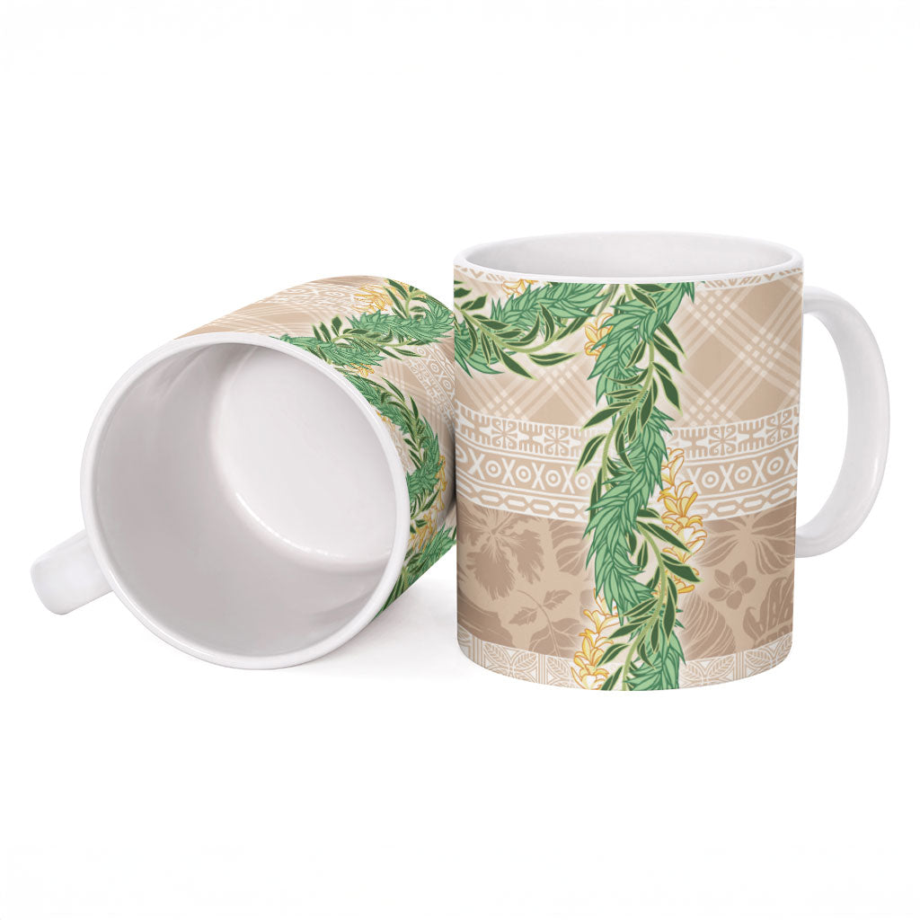 Hawai'i Paniolo Maile Twisted Lei Ceramic Mug Almond Brown