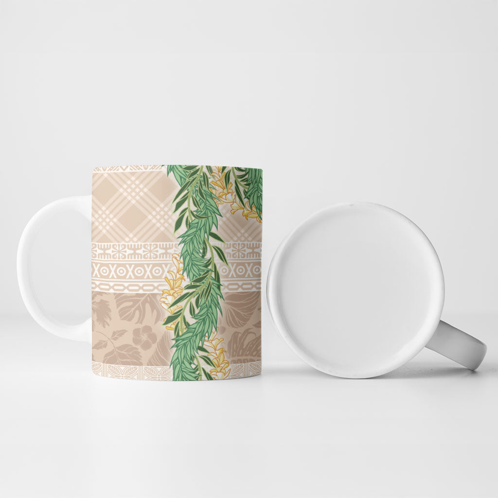 Hawai'i Paniolo Maile Twisted Lei Ceramic Mug Almond Brown