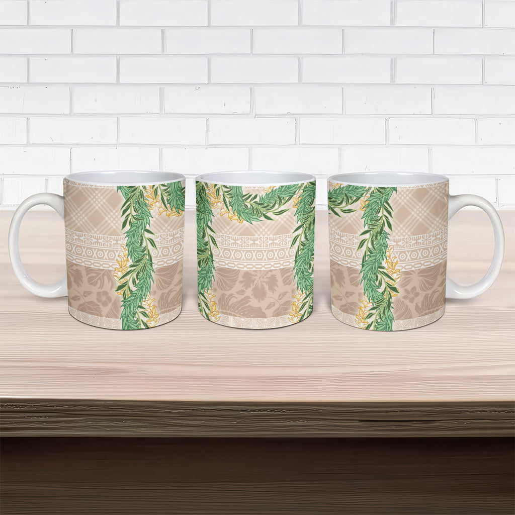 Hawai'i Paniolo Maile Twisted Lei Ceramic Mug Almond Brown