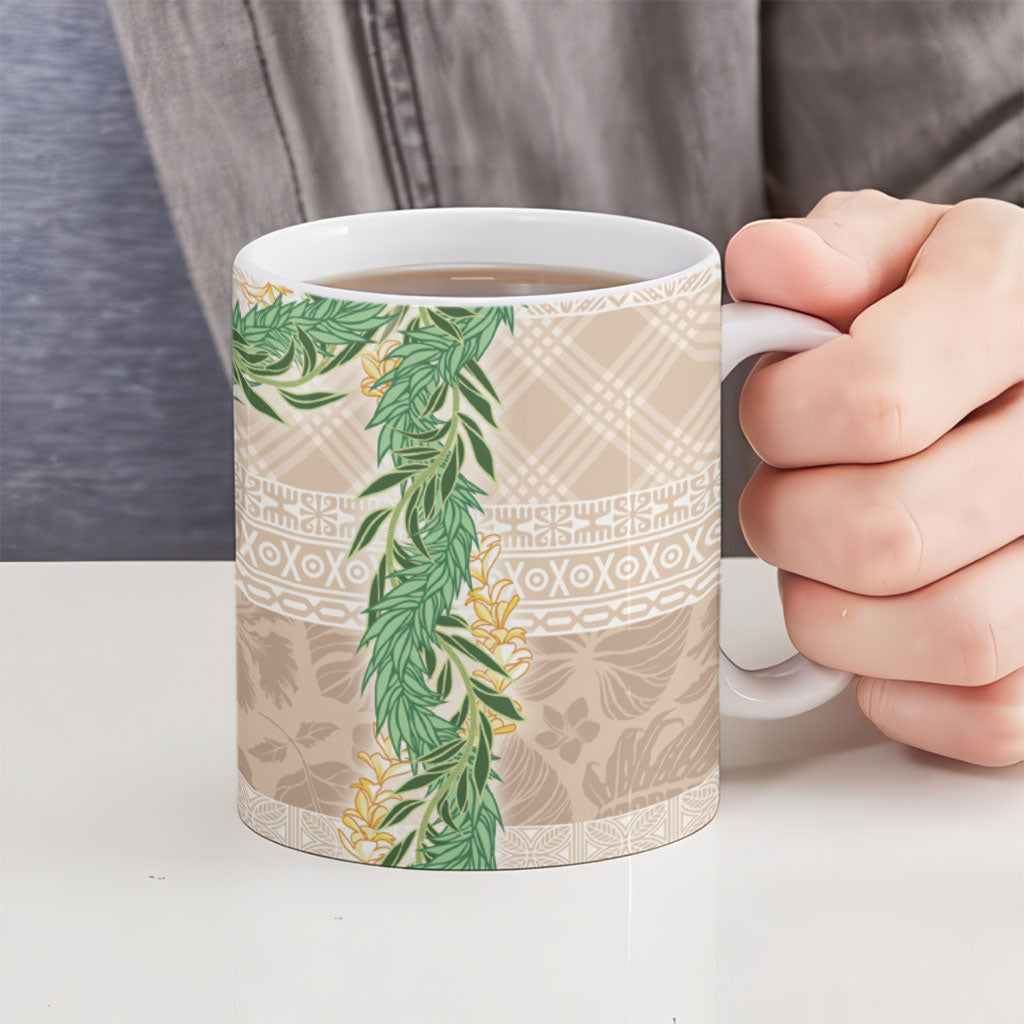 Hawai'i Paniolo Maile Twisted Lei Ceramic Mug Almond Brown