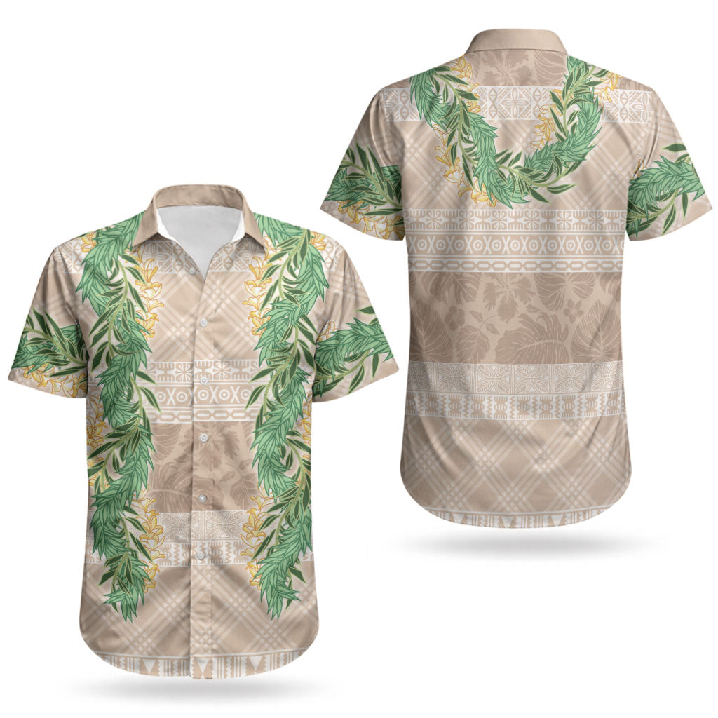 Hawai'i Paniolo Maile Twisted Lei Couples Matching Summer Maxi Dress and Hawaiian Shirt Almond Brown