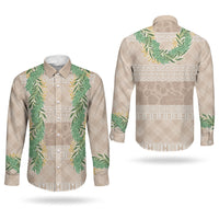 Hawai'i Paniolo Maile Twisted Lei Couples Matching Tank Maxi Dress and Long Sleeve Button Shirt Almond Brown