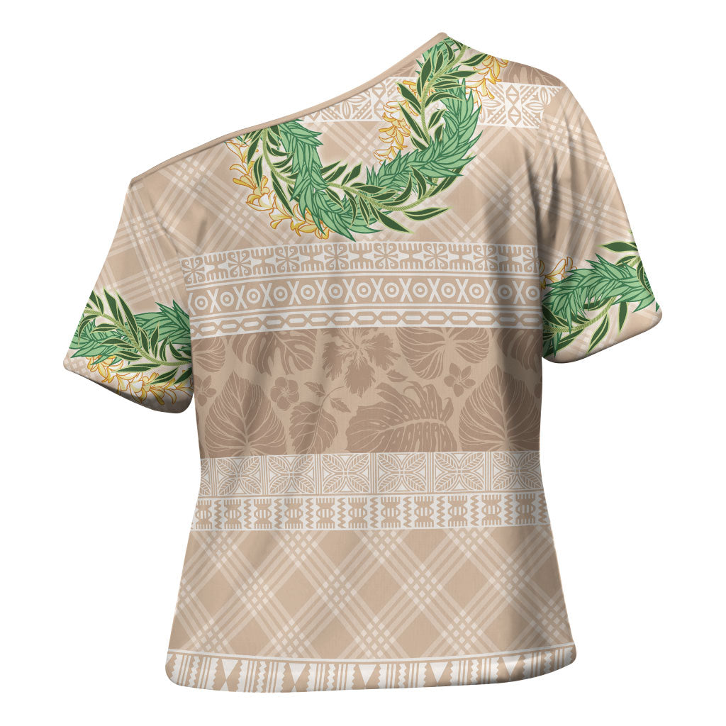Hawai'i Paniolo Maile Twisted Lei Cross Shoulder Shirt Almond Brown