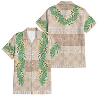 Hawai'i Paniolo Maile Twisted Lei Family Matching Puletasi and Hawaiian Shirt Almond Brown