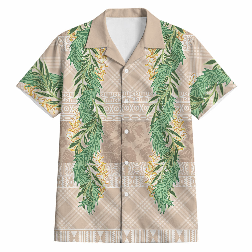 Hawai'i Paniolo Maile Twisted Lei Hawaiian Shirt Almond Brown