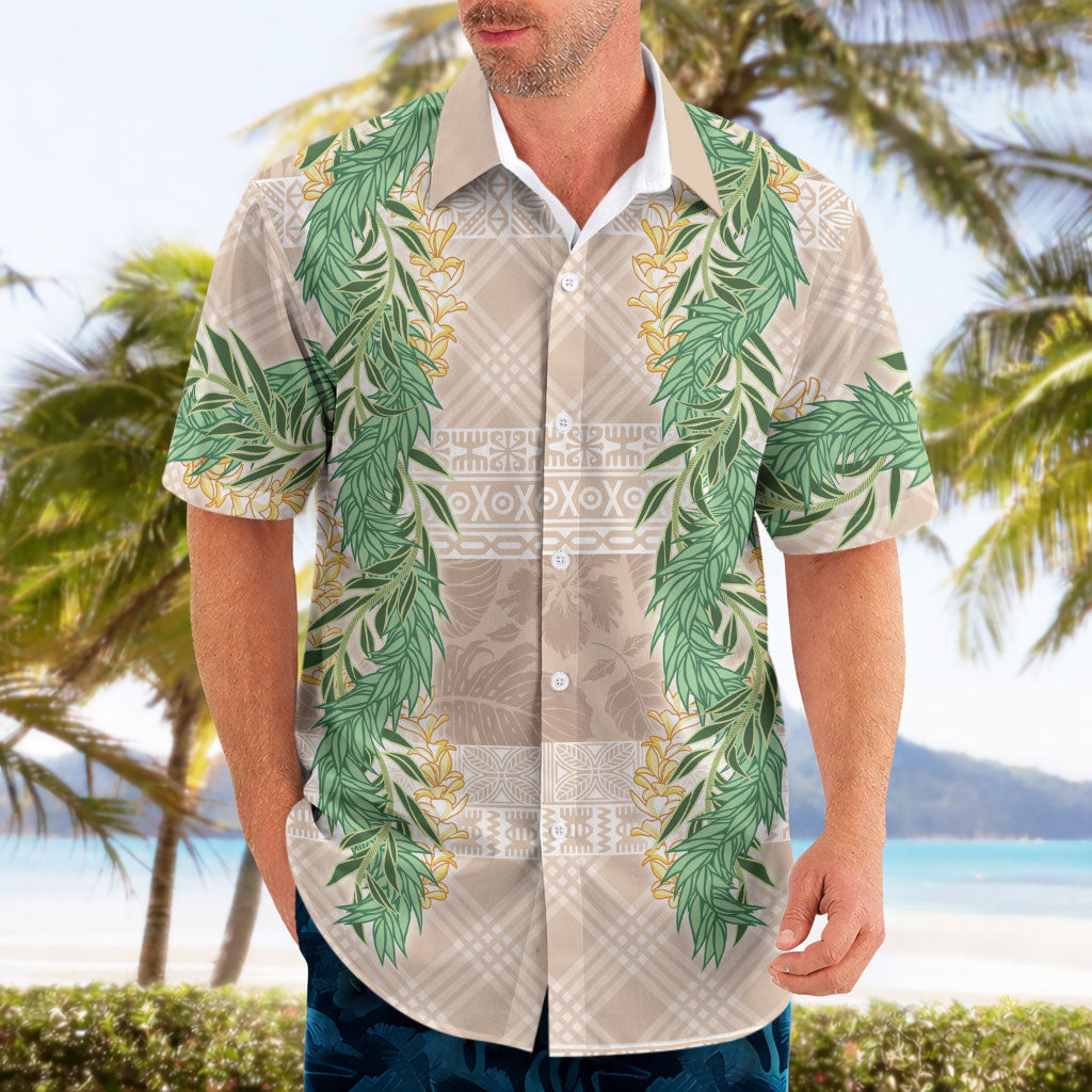 Hawai'i Paniolo Maile Twisted Lei Hawaiian Shirt Almond Brown