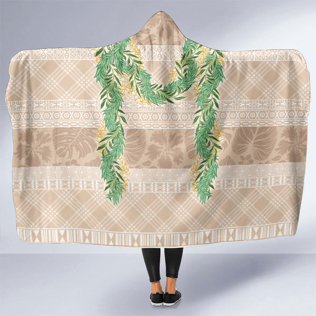 Hawai'i Paniolo Maile Twisted Lei Hooded Blanket Almond Brown LT7 One Size Brown - Polynesian Pride