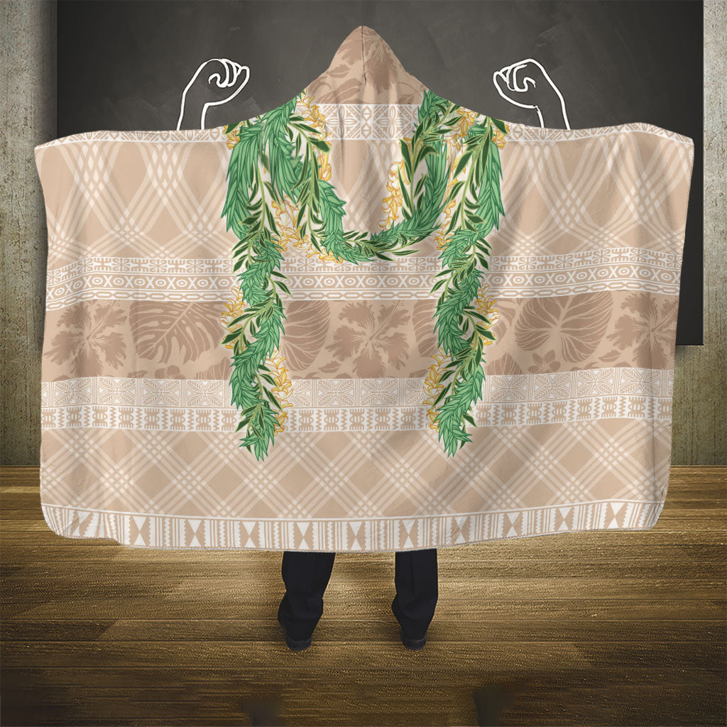 Hawai'i Paniolo Maile Twisted Lei Hooded Blanket Almond Brown LT7 - Polynesian Pride
