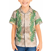 Hawai'i Paniolo Maile Twisted Lei Kid Hawaiian Shirt Almond Brown