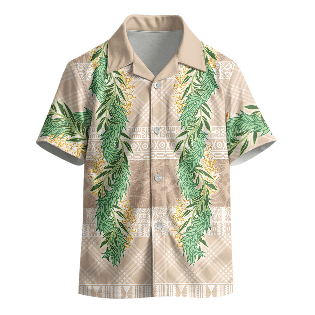 Hawai'i Paniolo Maile Twisted Lei Kid Hawaiian Shirt Almond Brown