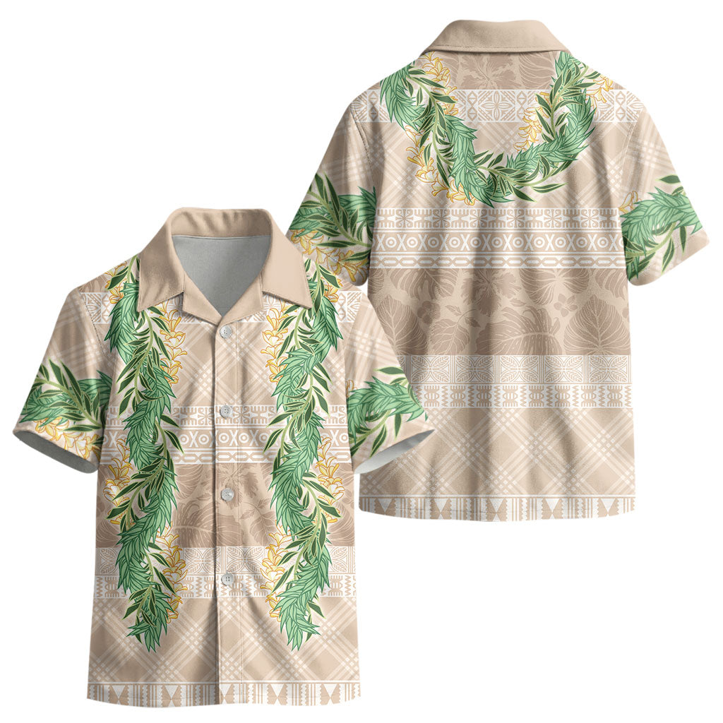 Hawai'i Paniolo Maile Twisted Lei Kid Hawaiian Shirt Almond Brown