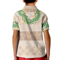 Hawai'i Paniolo Maile Twisted Lei Kid Polo Shirt Almond Brown