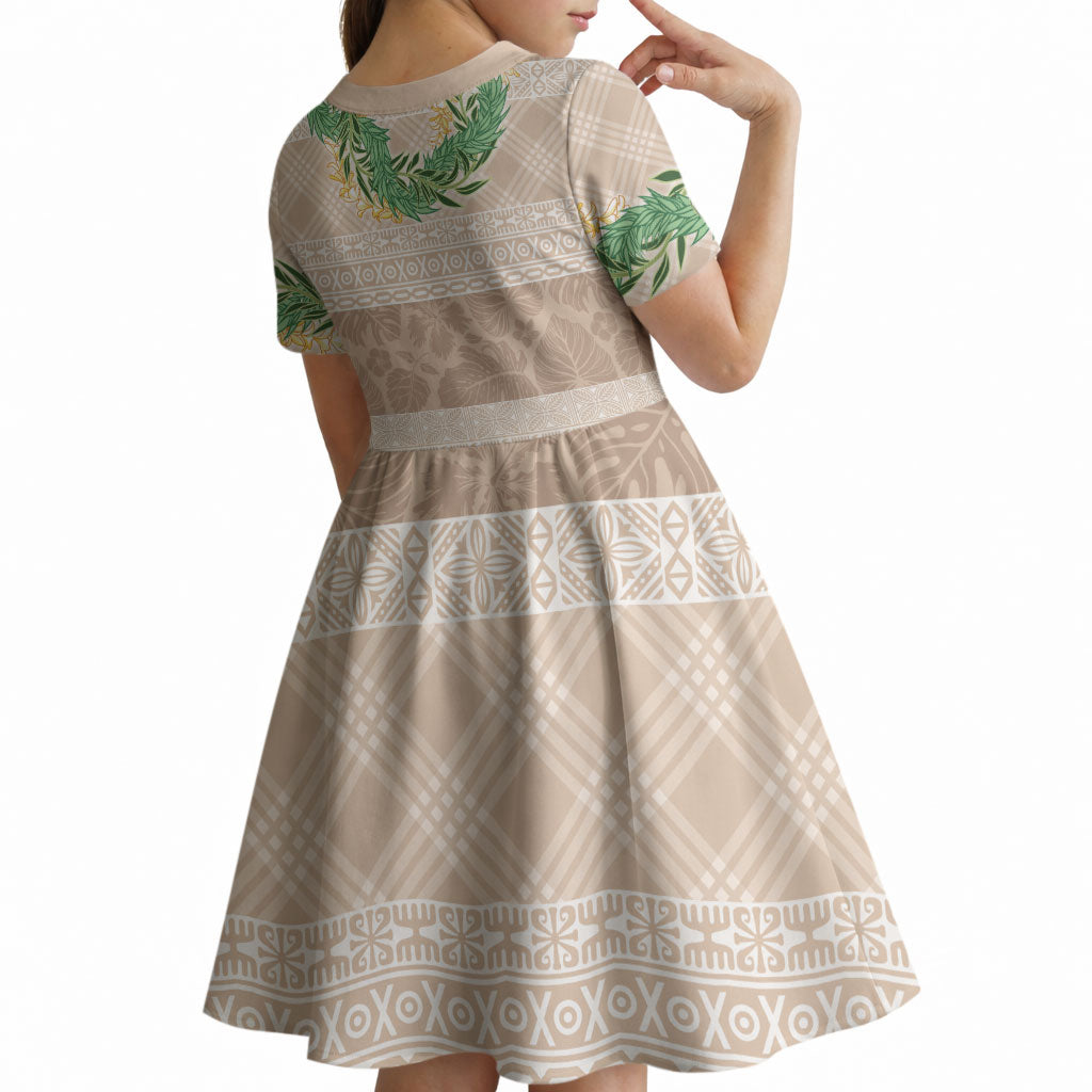Hawai'i Paniolo Maile Twisted Lei Kid Short Sleeve Dress Almond Brown