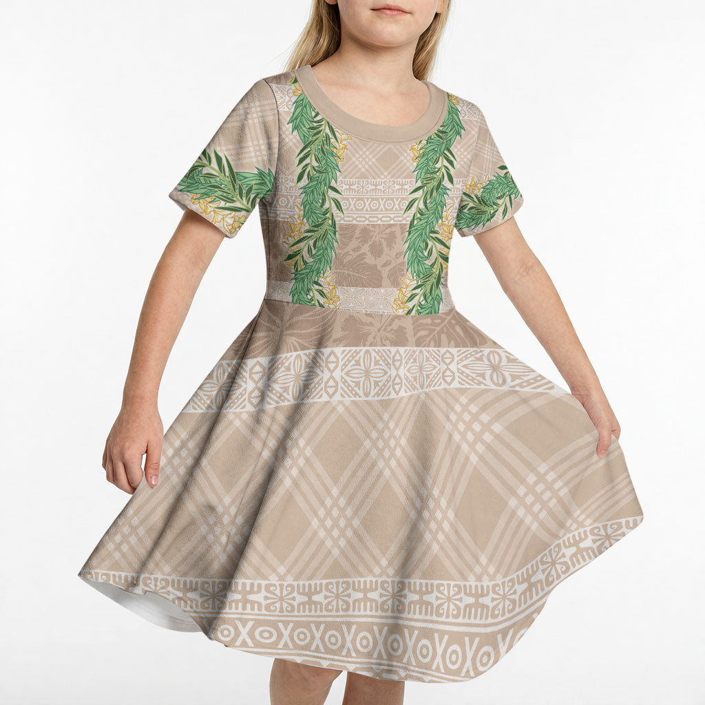 Hawai'i Paniolo Maile Twisted Lei Kid Short Sleeve Dress Almond Brown