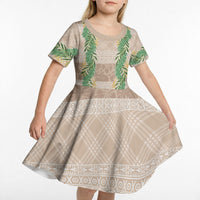 Hawai'i Paniolo Maile Twisted Lei Kid Short Sleeve Dress Almond Brown