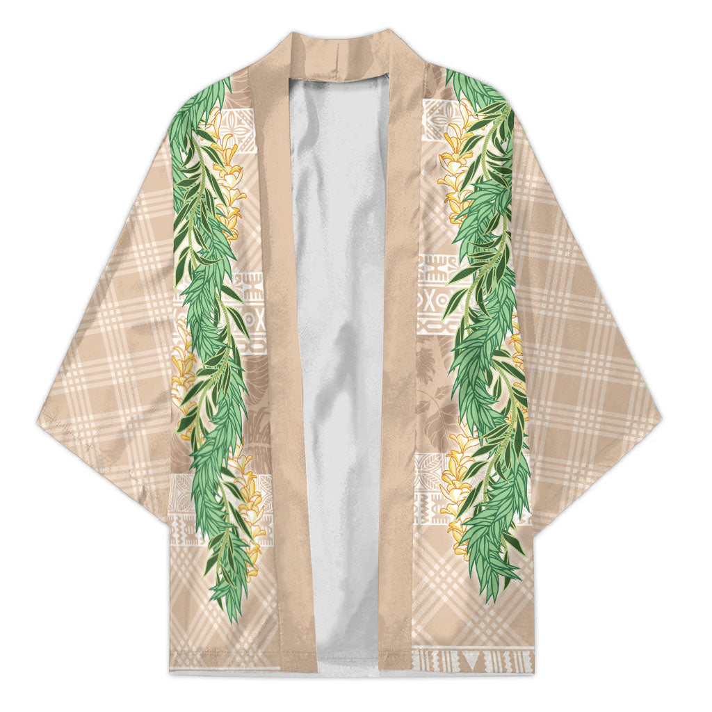 Hawai'i Paniolo Maile Twisted Lei Kimono Almond Brown