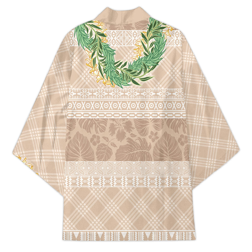 Hawai'i Paniolo Maile Twisted Lei Kimono Almond Brown