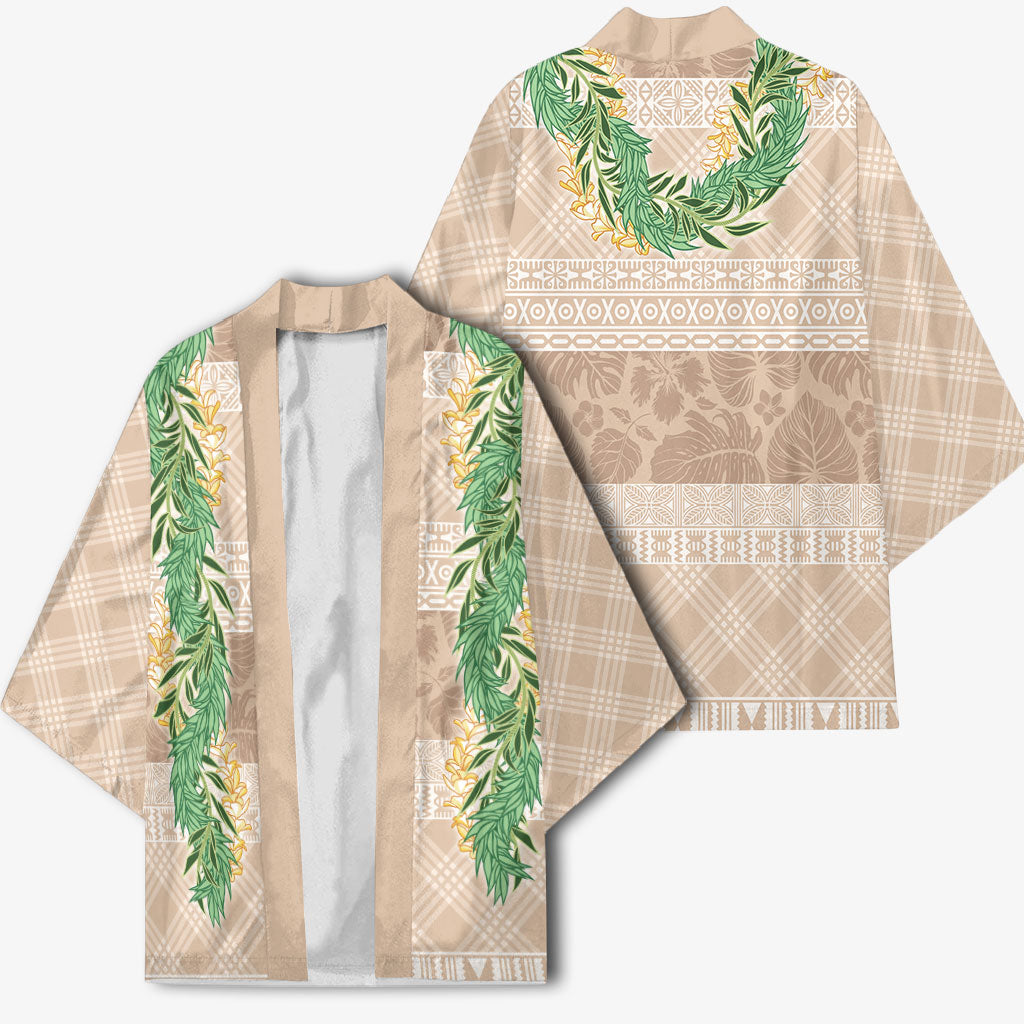 Hawai'i Paniolo Maile Twisted Lei Kimono Almond Brown