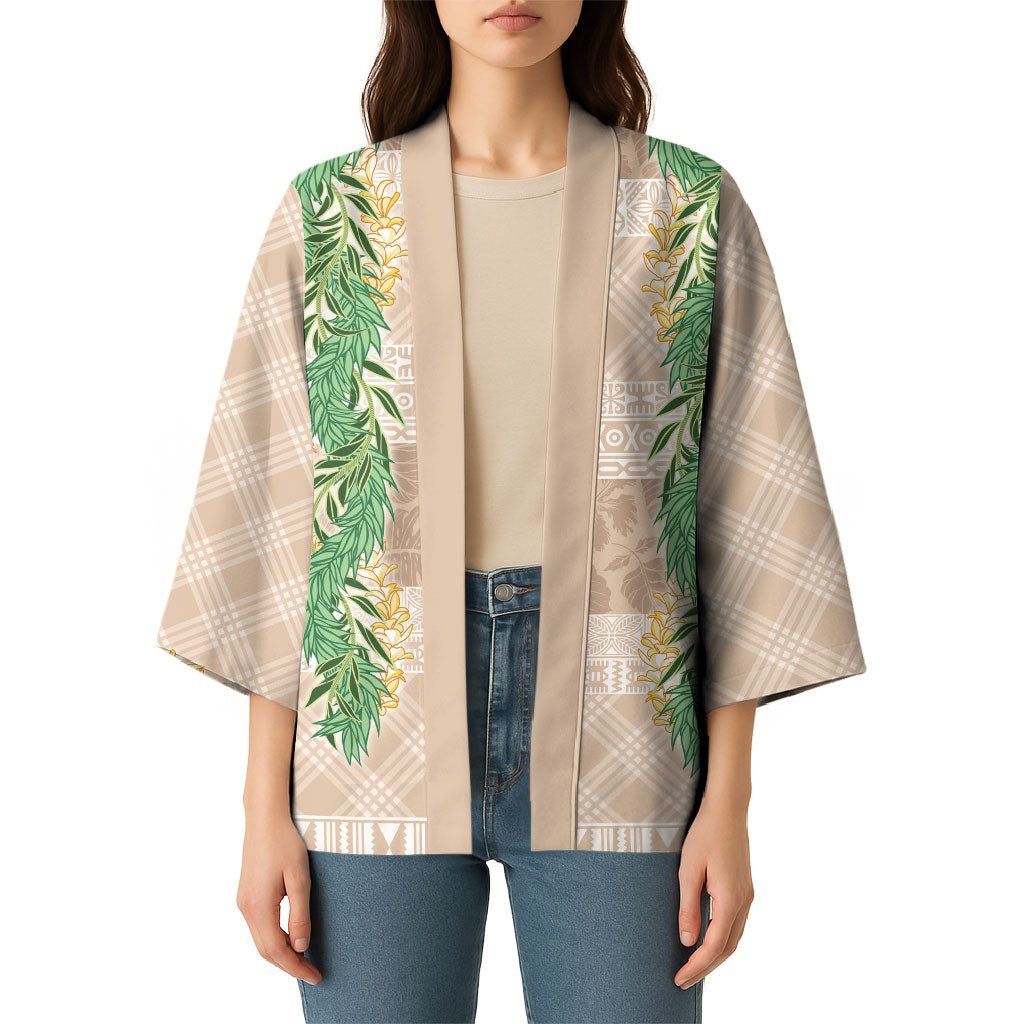 Hawai'i Paniolo Maile Twisted Lei Kimono Almond Brown