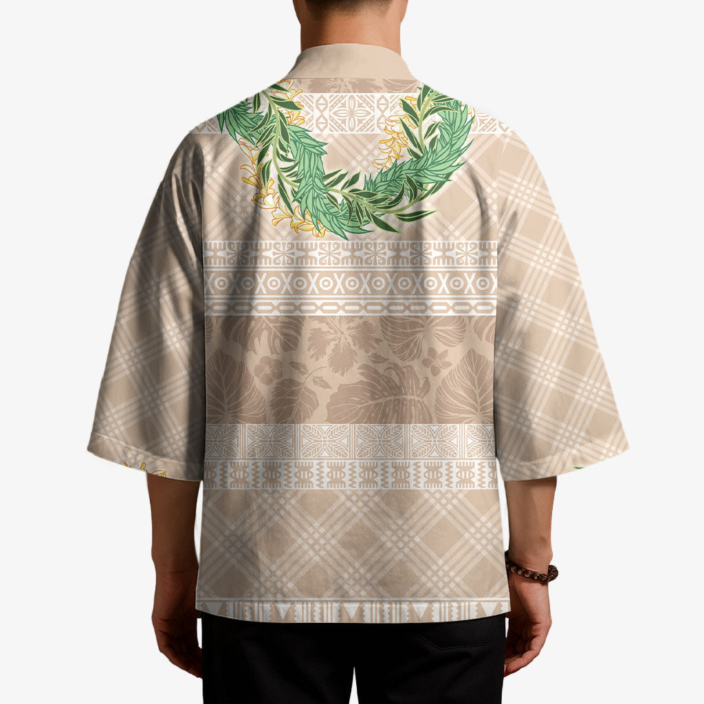 Hawai'i Paniolo Maile Twisted Lei Kimono Almond Brown