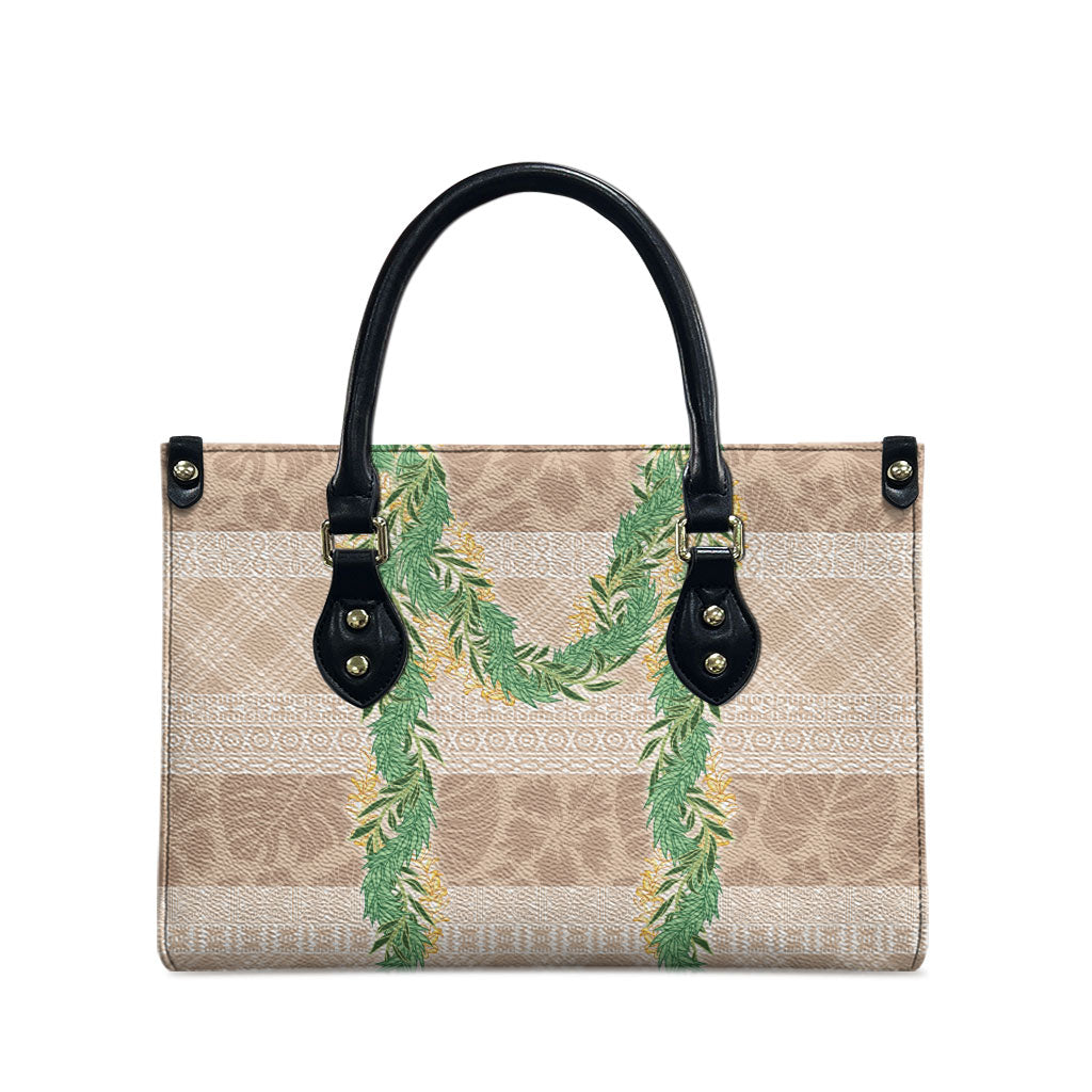 Hawai'i Paniolo Maile Twisted Lei Leather Bag Almond Brown