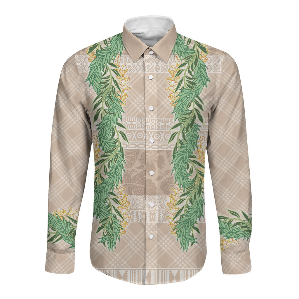 Hawai'i Paniolo Maile Twisted Lei Long Sleeve Button Shirt Almond Brown LT7 Unisex Brown - Polynesian Pride