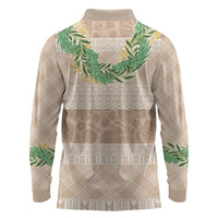 Hawai'i Paniolo Maile Twisted Lei Long Sleeve Polo Shirt Almond Brown