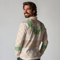 Hawai'i Paniolo Maile Twisted Lei Long Sleeve Polo Shirt Almond Brown
