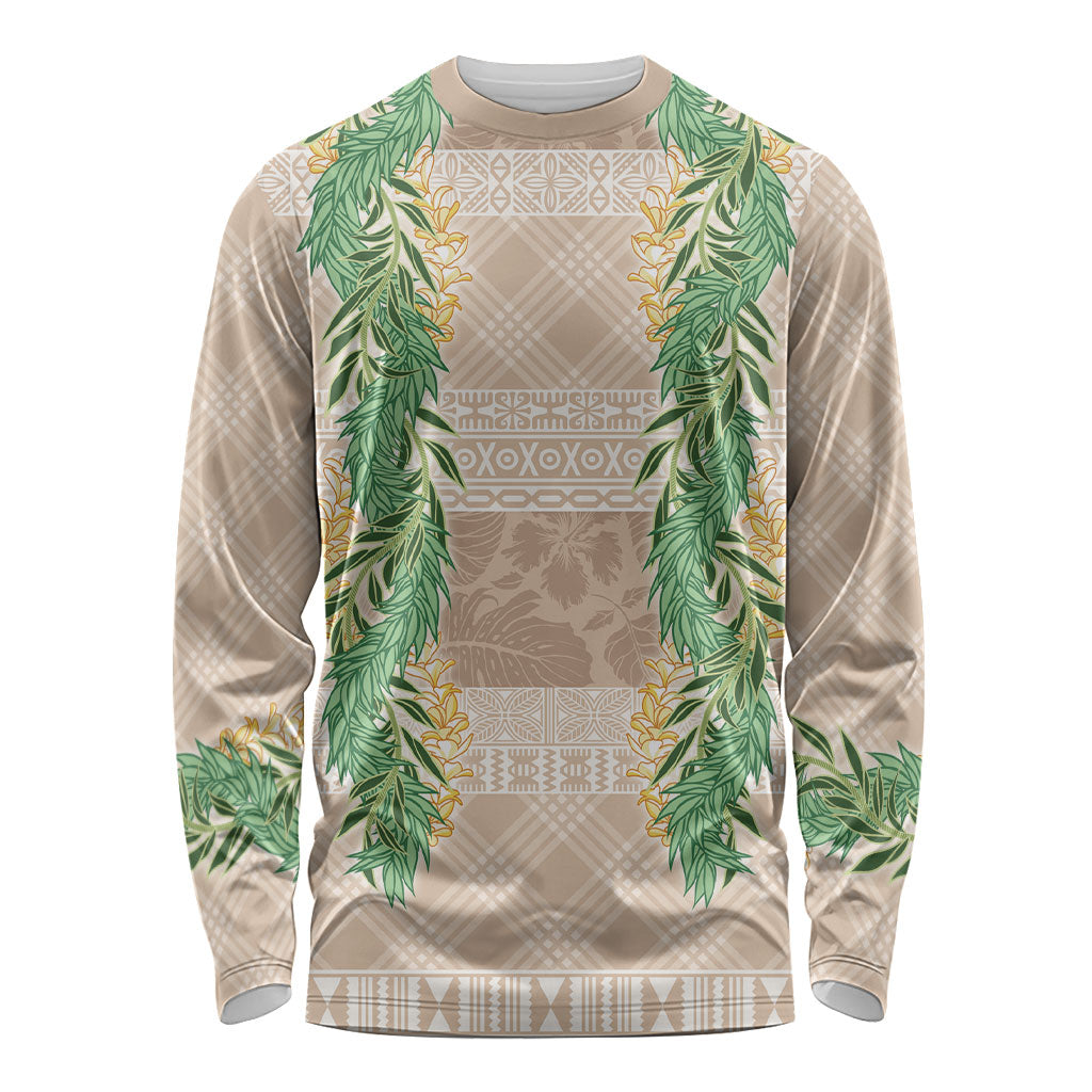 Hawai'i Paniolo Maile Twisted Lei Long Sleeve Shirt Almond Brown LT7 Unisex Brown - Polynesian Pride