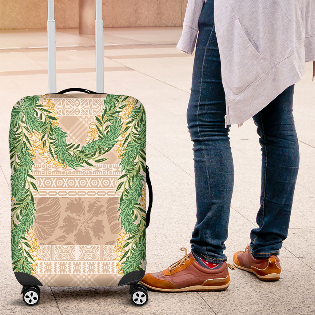 Hawai'i Paniolo Maile Twisted Lei Luggage Cover Almond Brown