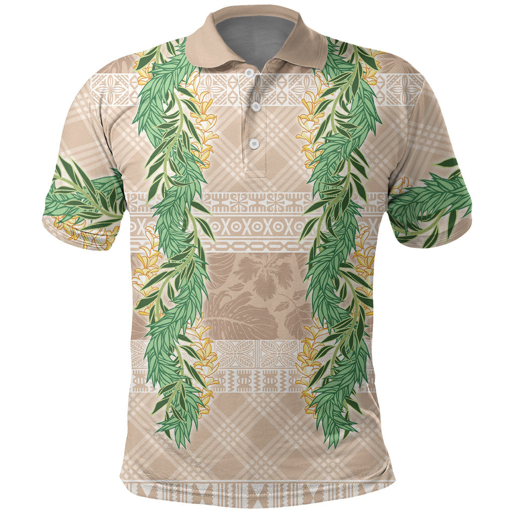 Hawai'i Paniolo Maile Twisted Lei Polo Shirt Almond Brown