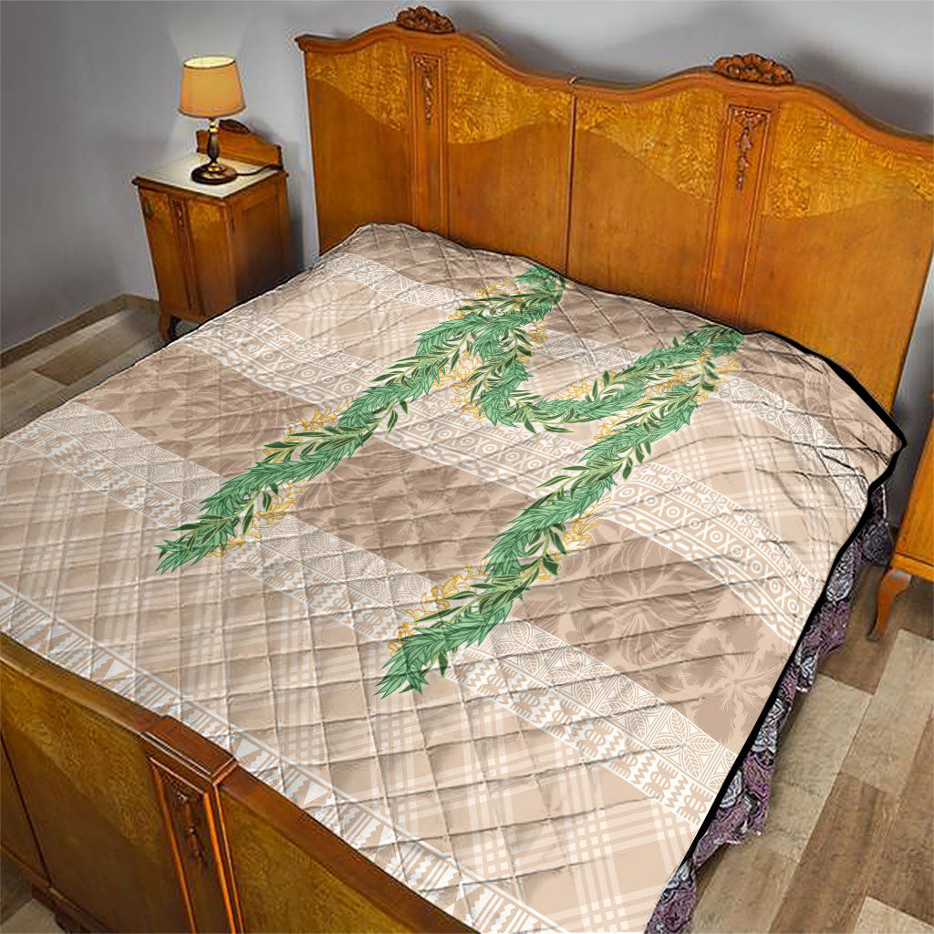 Hawai'i Paniolo Maile Twisted Lei Quilt Almond Brown
