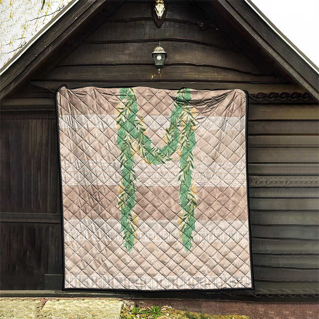 Hawai'i Paniolo Maile Twisted Lei Quilt Almond Brown